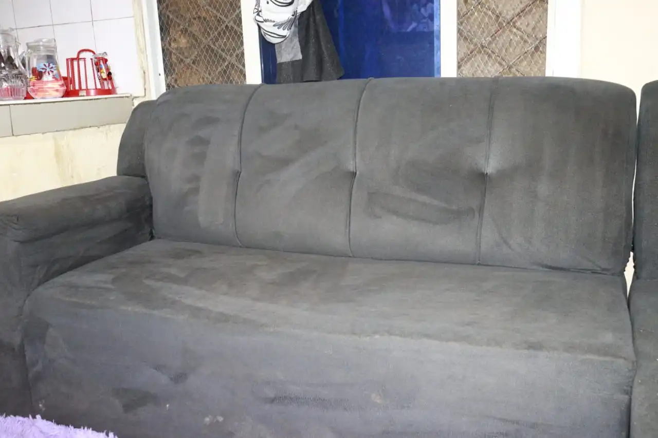 Clean grey sofa after professional cleaning